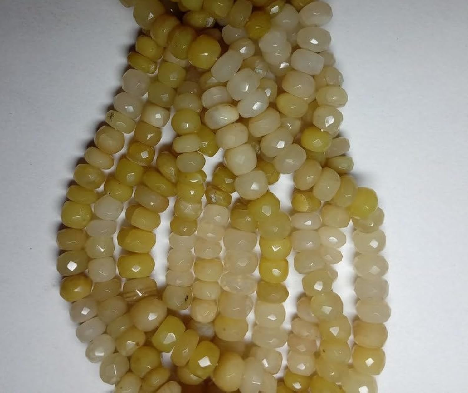 Opale jaune véritable, perles rondes facettées haut de gamme 7-9 mm pour joaillerie artisanale