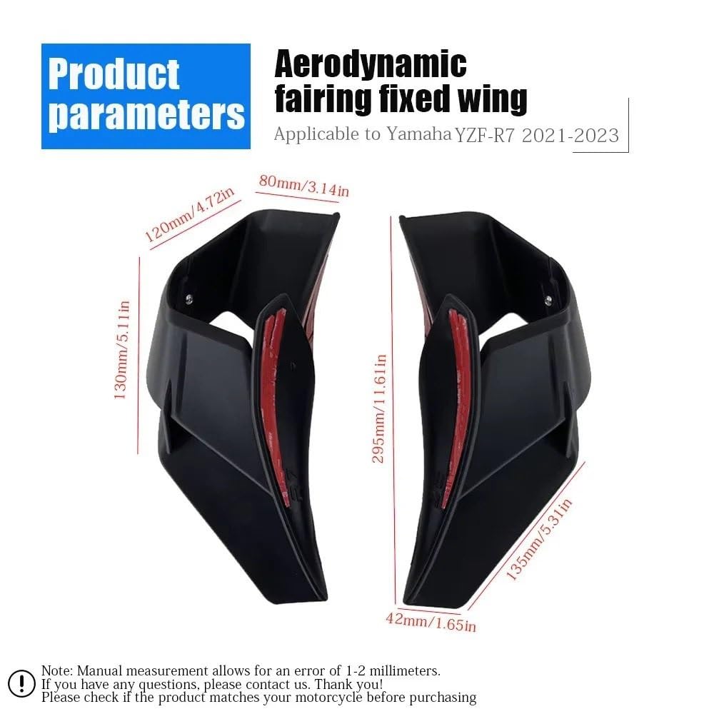 Wingletów Motocyklowych Pasuje do YZF-R7 R7 YZF R7 YZFR7 2021 2023 przednie skrzydło aerodynamiczne lotki boczne Winglet Fairing motocykl stałe skrzydło Spoiler Przednie Aerodynamiczne Winglety