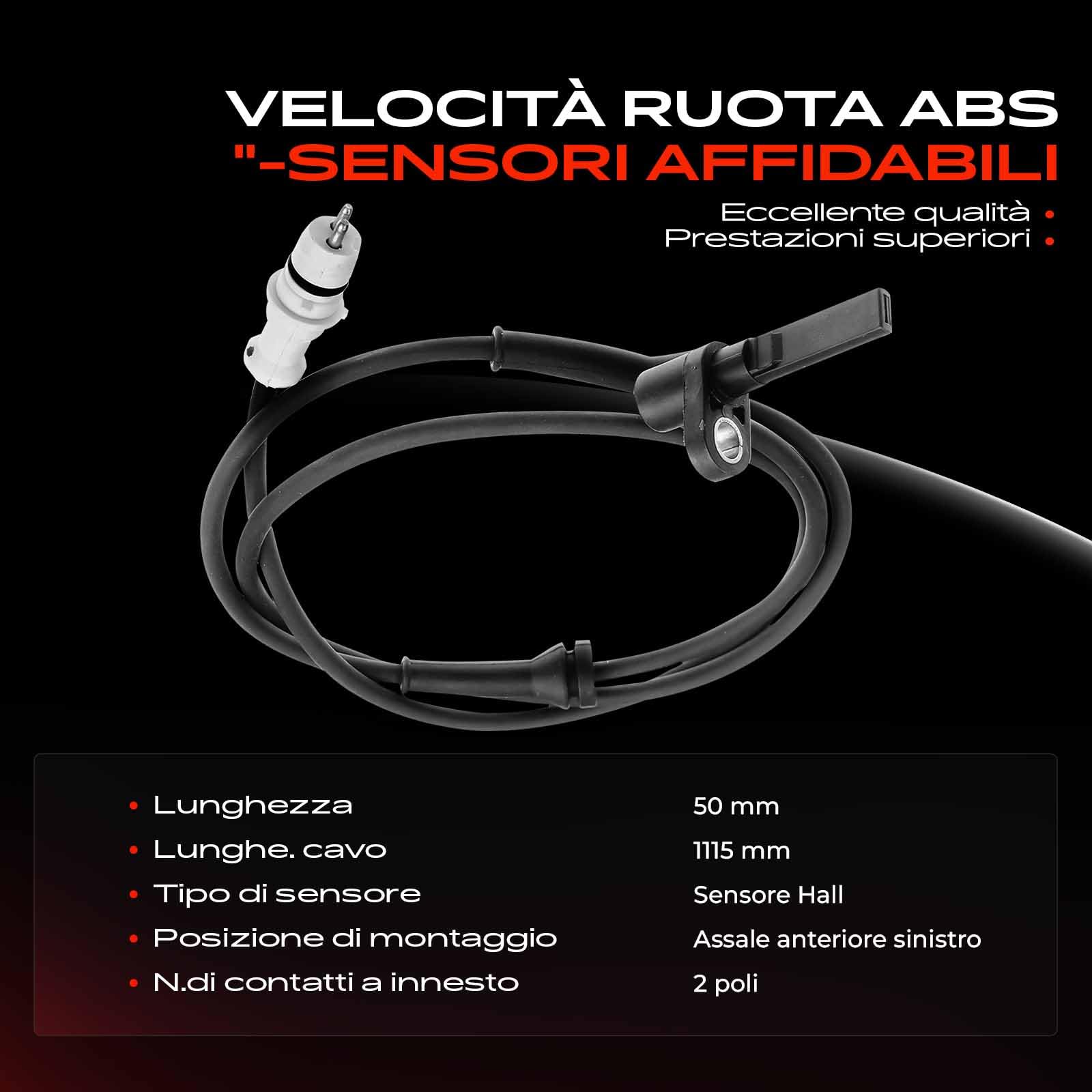 Frankberg Sensore ABS asse anteriore sinistro 46530202 | Compatibile con: Seicento/600 187