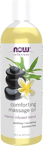 Miniatura 6 de NOW Solutions, Aceite de masaje de almendras y lavanda, mezcla con infusión de vitaminas, terapéutico y calmante, 16 onzas