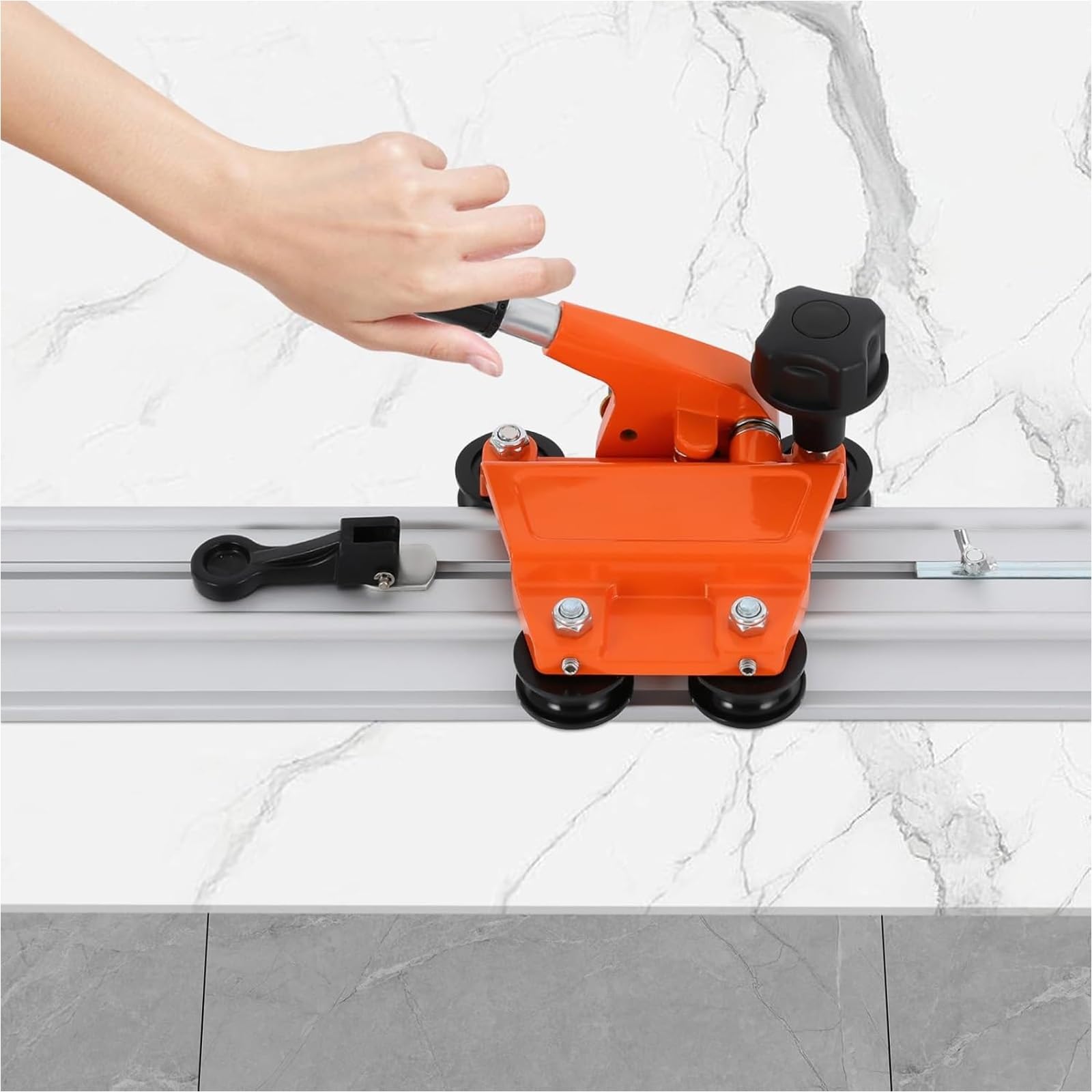 Cortador manual de azulejos de doble riel de alta resistencia, profesional de 118 pulgadas con mango ergonómico para cortar azulejos y granito en talleres y uso industrial