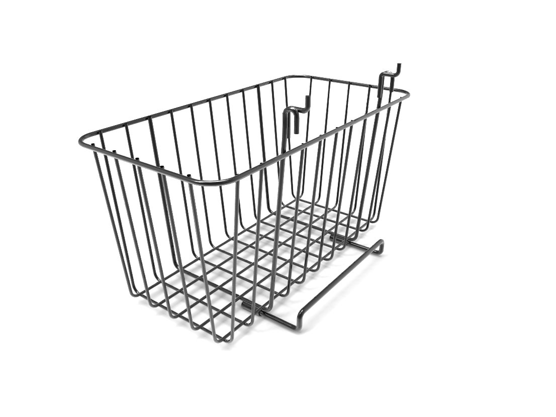 Sloping Basket Slatwall Gridwall Pegboard Display Fixture Lot of 6 Black NEW