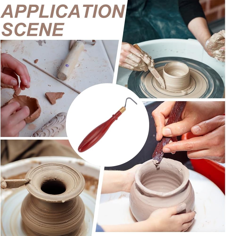 UNICRAFTALE Clay Sculpting Tools African Coralwood Ribbon Cutter Pottery Trimming Tools Modelling Carving Clay Pottery Tool Double-Ended Tungsten Steel Cutter Head for Pottery Sculpture Artwork