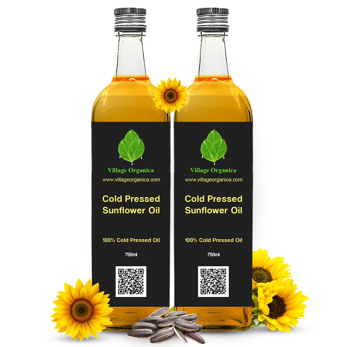 Village-Organica Cold Pressed Sunflower Oil - 1500 ml, Pure & Natural Oil for Healthy Cooking, Single Pressed From Handpicked Sunflower Seeds, Ideal for Roasting, Frying, Baking, 750ml* 2 | Glass Bottle | (B09G2T1C7Q) Amazon Price History, Amazon Price Tracker