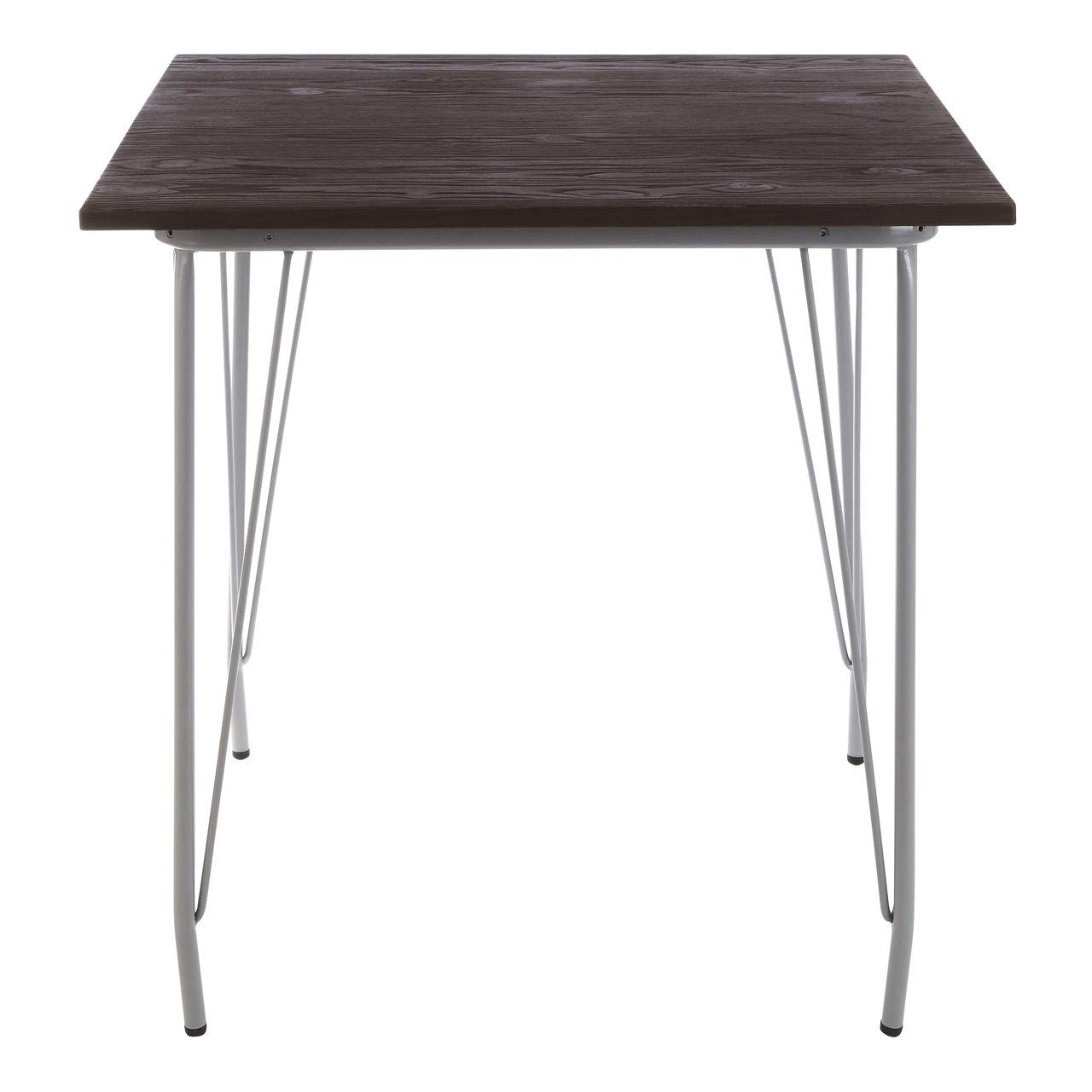 Square Elm Wood and Metal Dining Table - Large Outdoor Patio Lawn Table - H76 x L80 x W80 cm