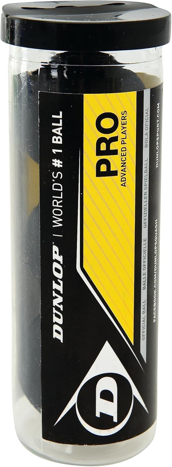 DUNLOP Squash Balls Pro Double Yellow, Official Tournament Squash Ball