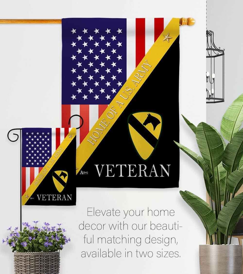 Americana Home & Garden Home of 1st Cavalry Division House Flag Armed Forces Army Rangers United State American Military Veteran Retire Official Banner Small Garden Yard Gift Double-Sided, Made In USA