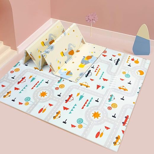OUNUO Tappeto da Gioco per Bambini, Neonato, Gattonamento Pieghevole 200 x 180...
