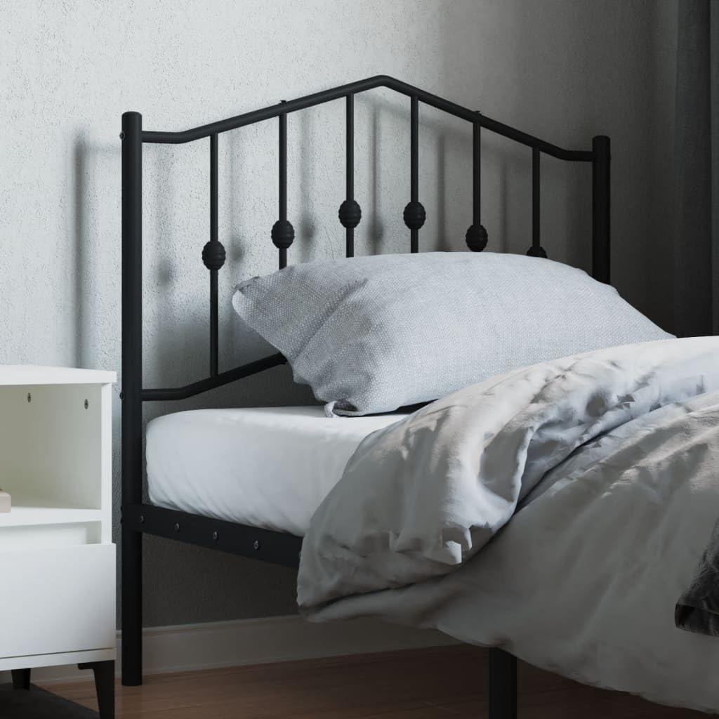 vidaXL Cabecero, Cabecera para Somier, Cabezal para Estructura Armazón Marco de Cama, Cabecero para Dormitorio Hogar, Metal Negro 90 cm
