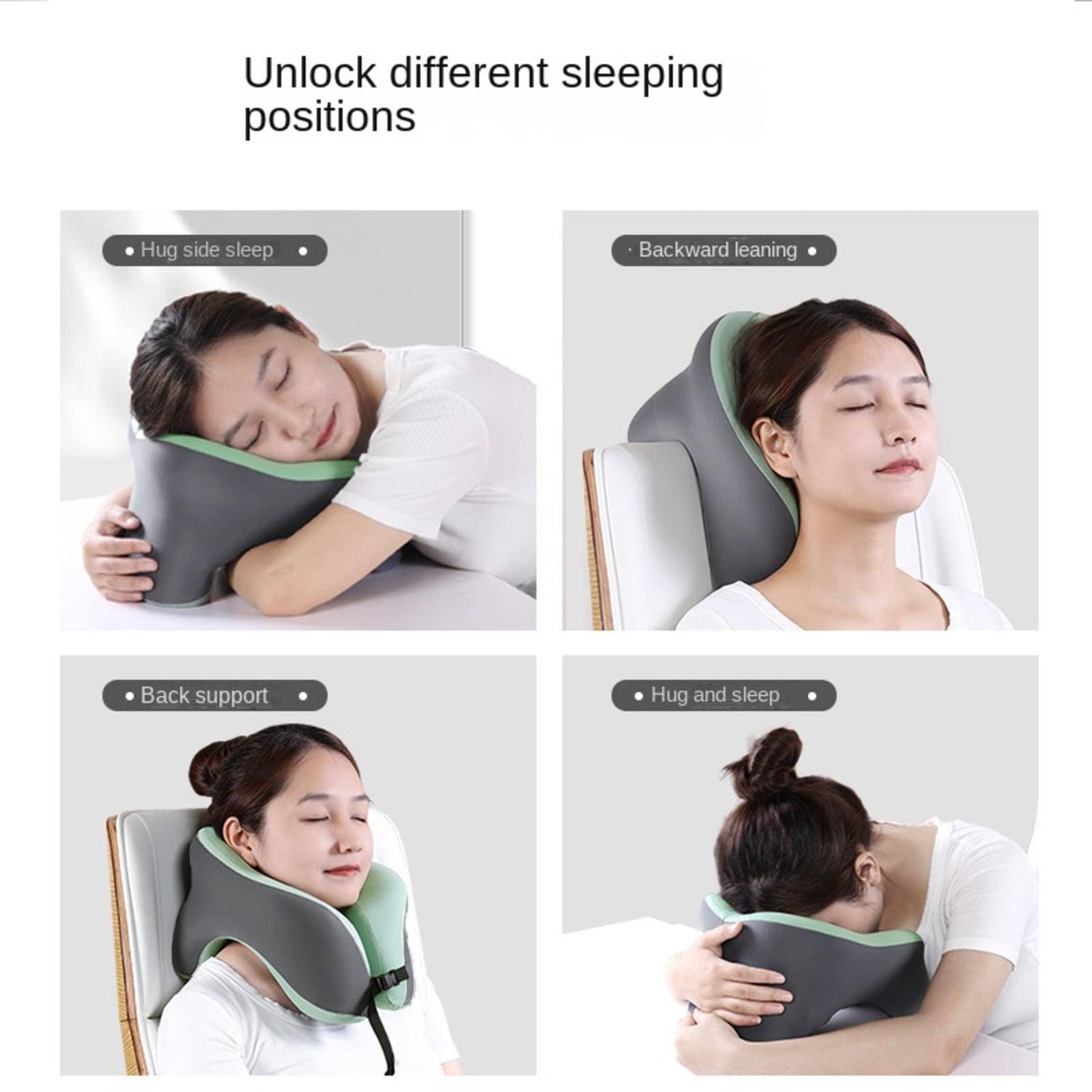 Cuscino cervicale da viaggio, 100% puro memory foam, supporto a forma di U, per aereo, ufficio, auto e casa, ideale per riposare la testa e il mento, comfort e relax