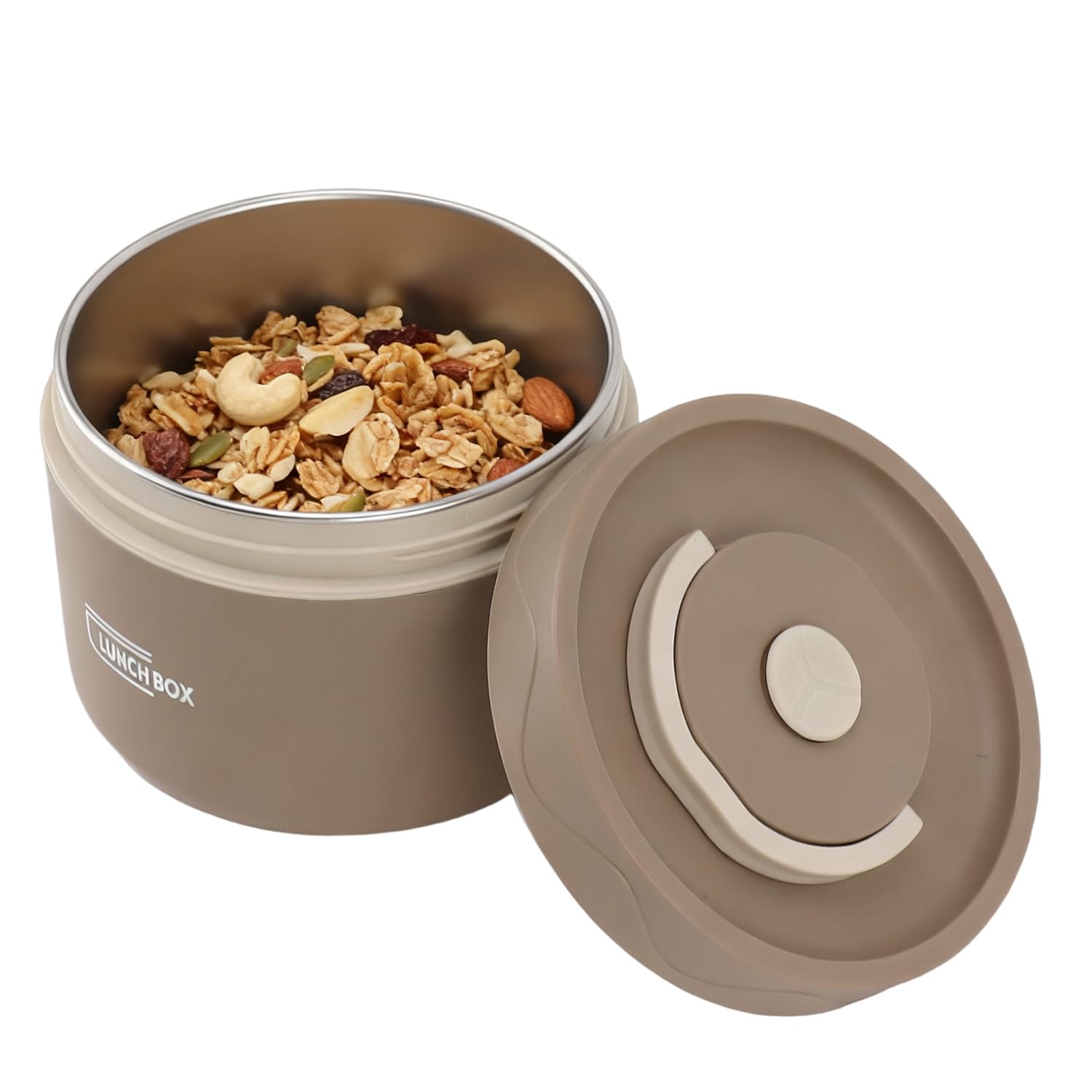Hapivida Food Thermo, 550ml 304 Stainless Steel Double-Walled Soup Container Portable Round Lunch Food Jar Wide Mouth Bento Box for Work, School, Outdoor Dining (Microwaveable-Coffee) — image 1