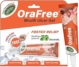 Orafree Ayurvedic Mouth Ulcer Gel | Fast Relief from Ulcers, Pain & Burning | 10g Tube | 2 Finger Gloves Free | Instant Cooling, Hygienic Application | 100% Herbal & No Added Color - Pack of 1