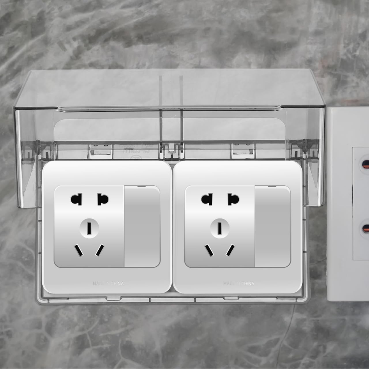 Gadpiparty Waterproof Socket Cover Double Socket Protective Box Thickened Sticky Adhesive Fix Home Kitchen Bathroom Splash Guard - Image 3