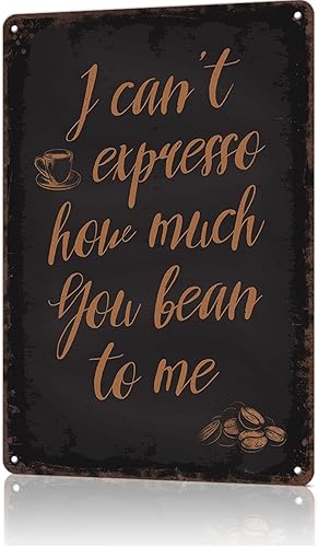 LAHUTK Cartel divertido cartel de granos de café, arte de pared de metal expreso para oficina, dormitorio, bar, garaje, decoración de 8 x 12 pulgadas
