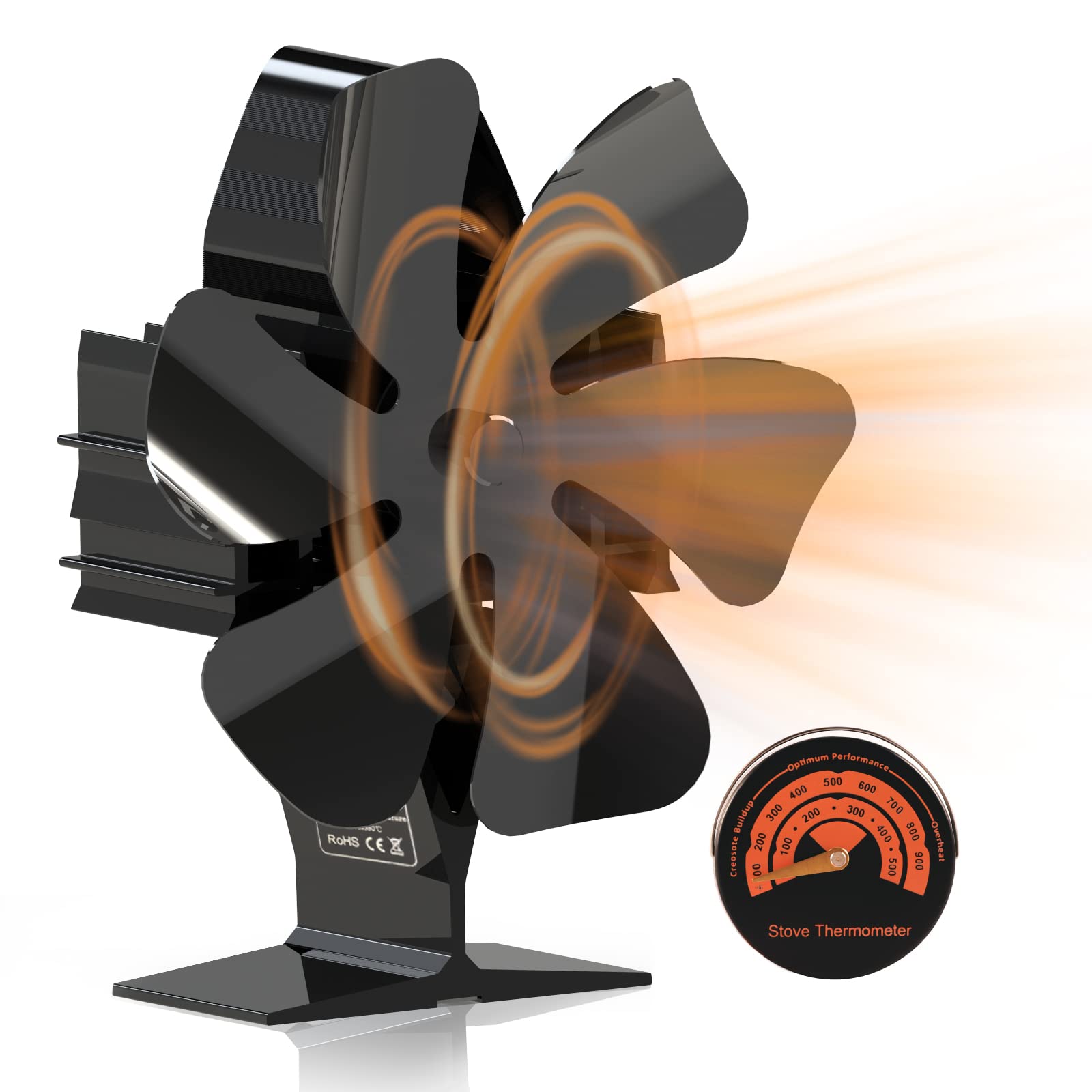 Buy Heat Powered Stove Fan, 6 Blades Wood Stove Fan with