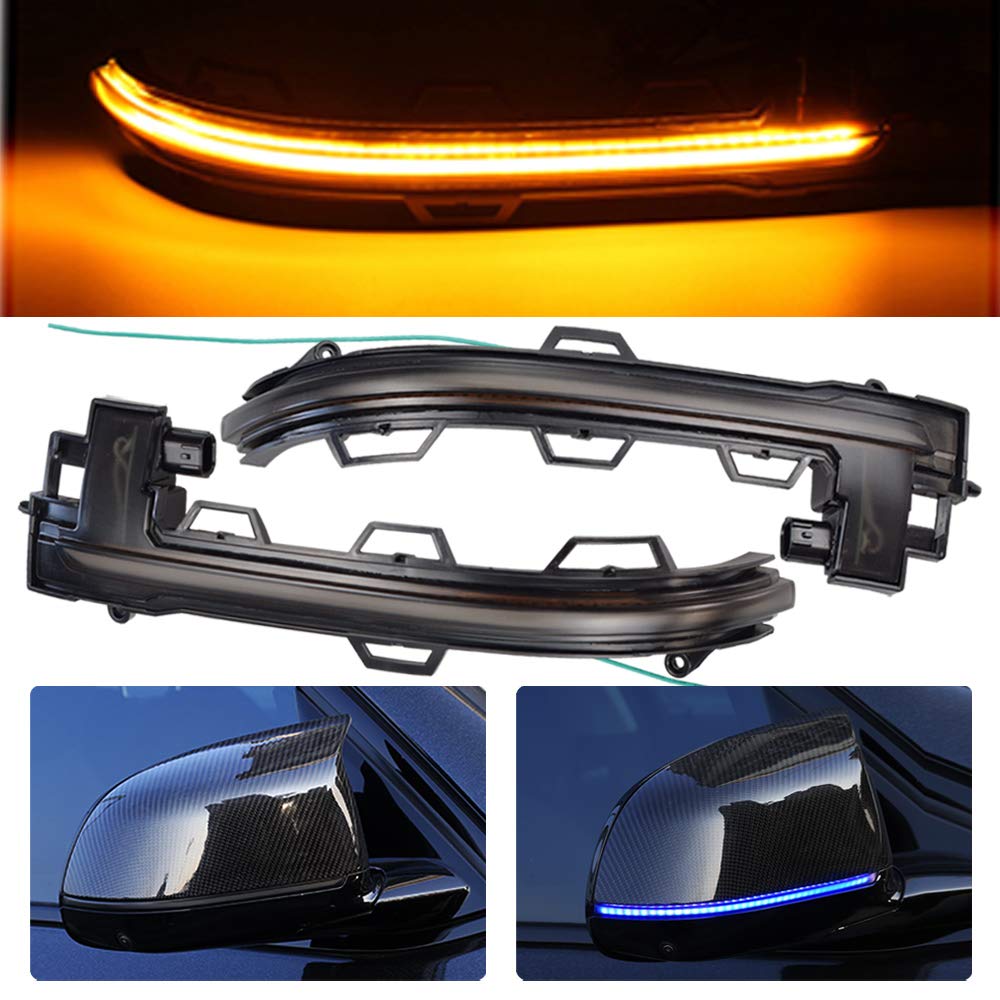 Dynamic Led Side Mirror Sequential Turn Signal Lights Indicator For BMW X3 G01 X4 G02 X5 G05 X6 G06 X7 G07 (Yellow-Blue)