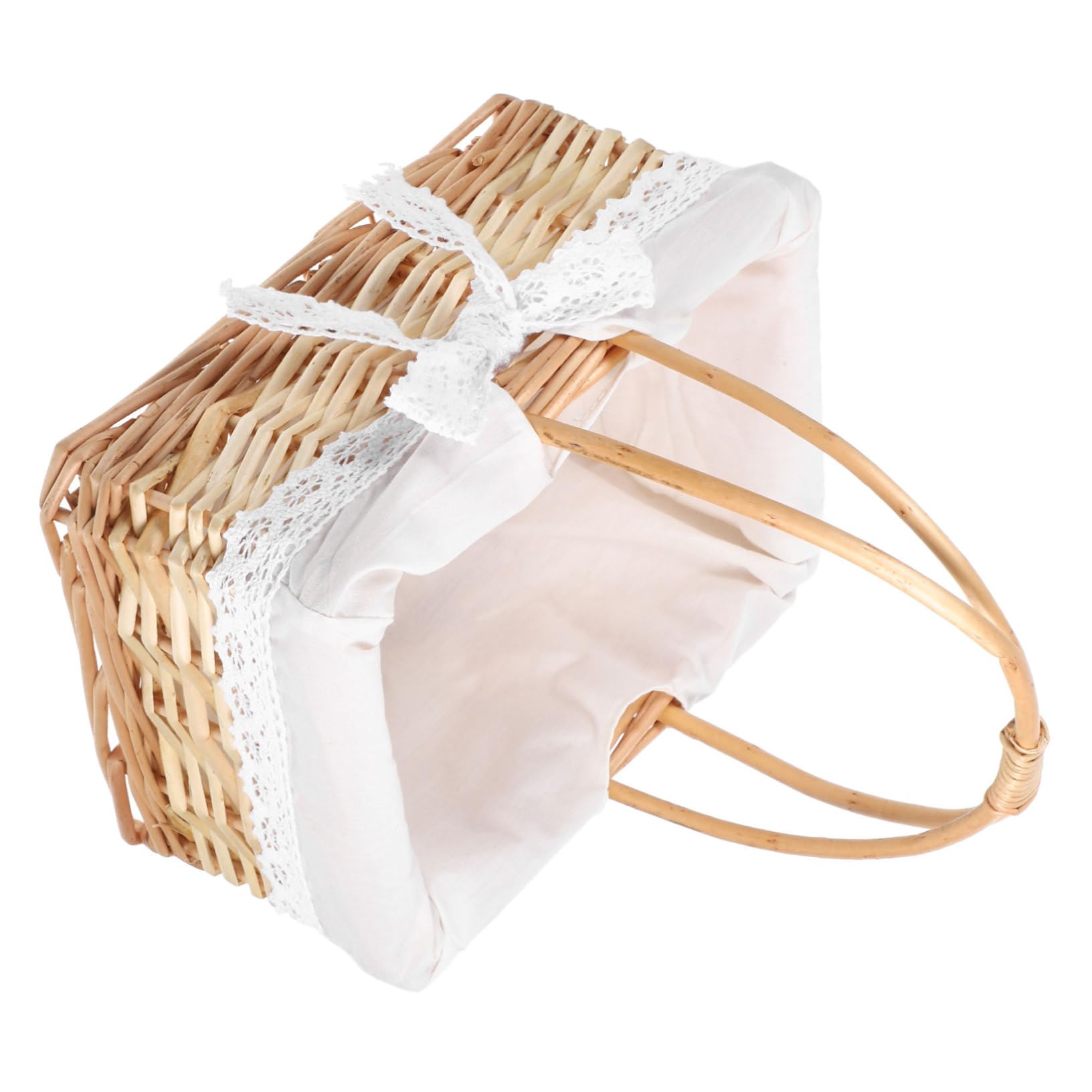 Cabilock Cesta Tejida de Mimbre con Asa para Picnic y Almacenamiento Cesta Pequeña para Huevos y Frutas de Almacenamiento Doméstico Ligera y Resistente