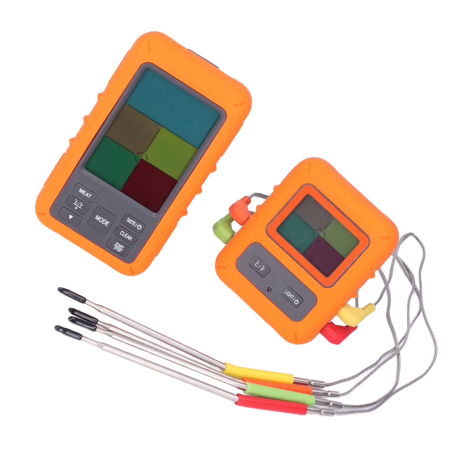 Termometro Per Carne Wireless, Termometro Digitale Per Barbecue Con 4 Sonde, Display LCD Retroilluminato, Funzione Allarme, 9 Impostazioni Carne Preimpostate USDA, Per Cottura