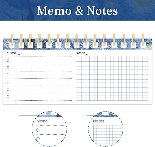 Miniatura 6 de Calendario de escritorio de 6.3 x 3.5 pulgadas, 4 unidades, enero a diciembre, para la escuela en casa, u oficina