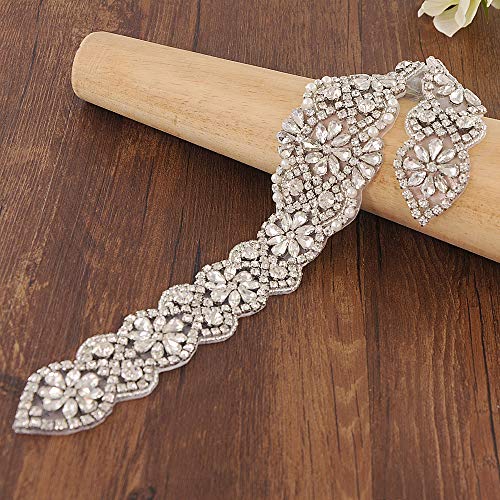 Azaleas Women's Crystal Wedding Belt Sashes Bridal Sash Belt for Wedding (Off-White) - Thumbnail 3