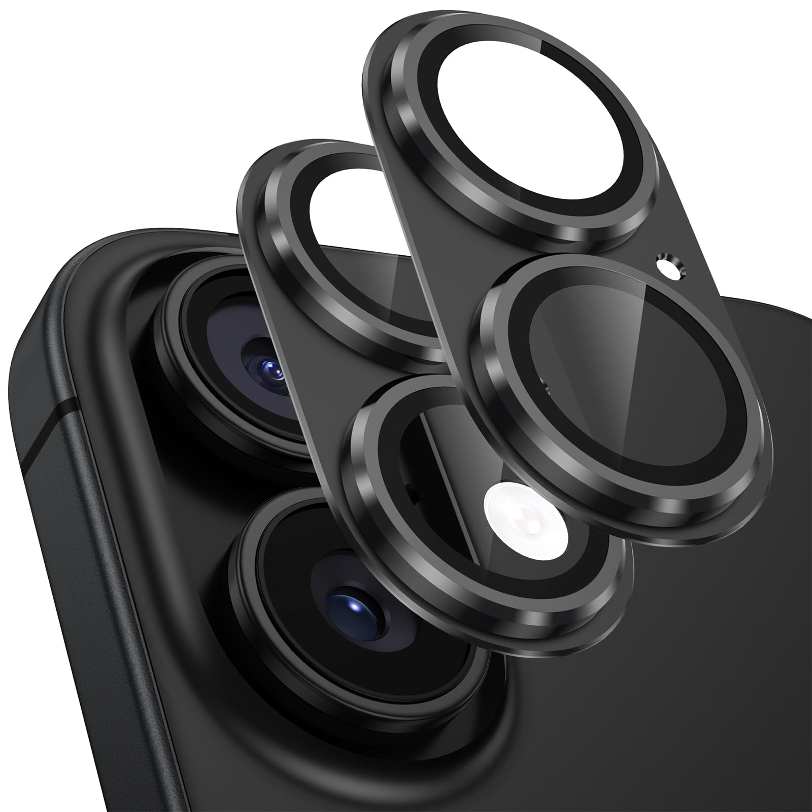 「2枚セット」カメラフィルム iPhone 17用 カメラ保護 全面保護 黒縁取…