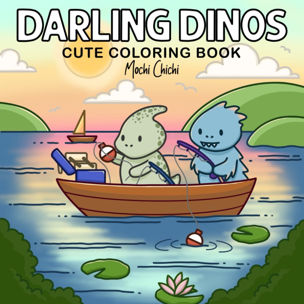 Darling Dinos: Cute Coloring book for Adults and Teens Featuring Adorable Dinosaurs