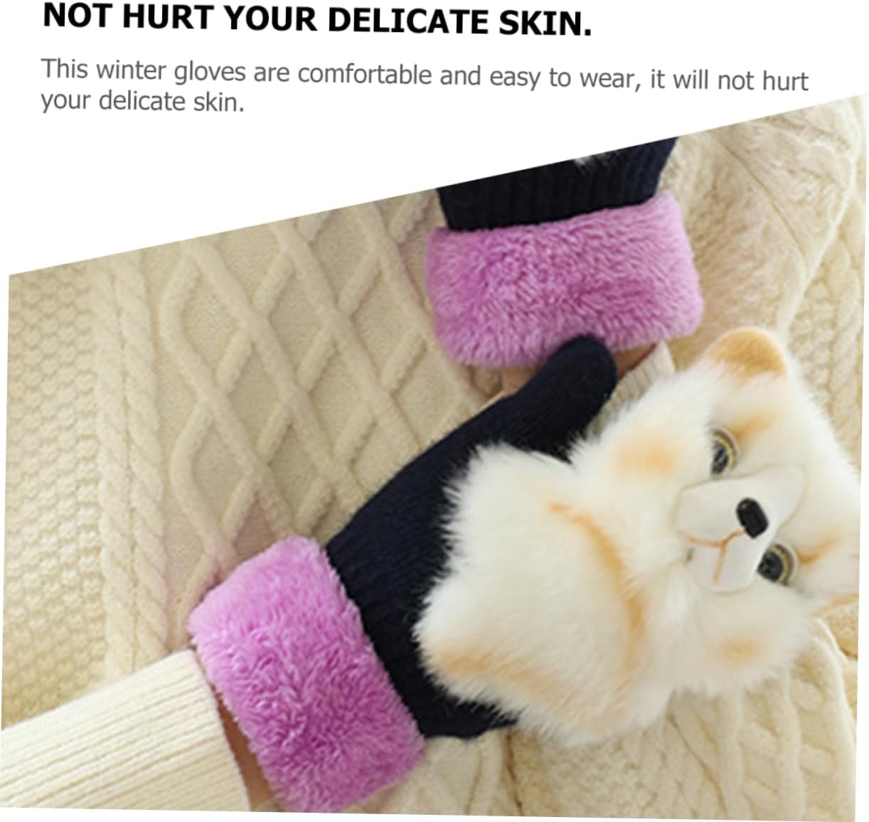 BESPORTBLE 1pair Portable Warm Gloves for Daily Use Comfortable Winter Cat Gloves Thick Hand-woven Design for Skiing Snowboarding and Ice Skating for Boys and Girls