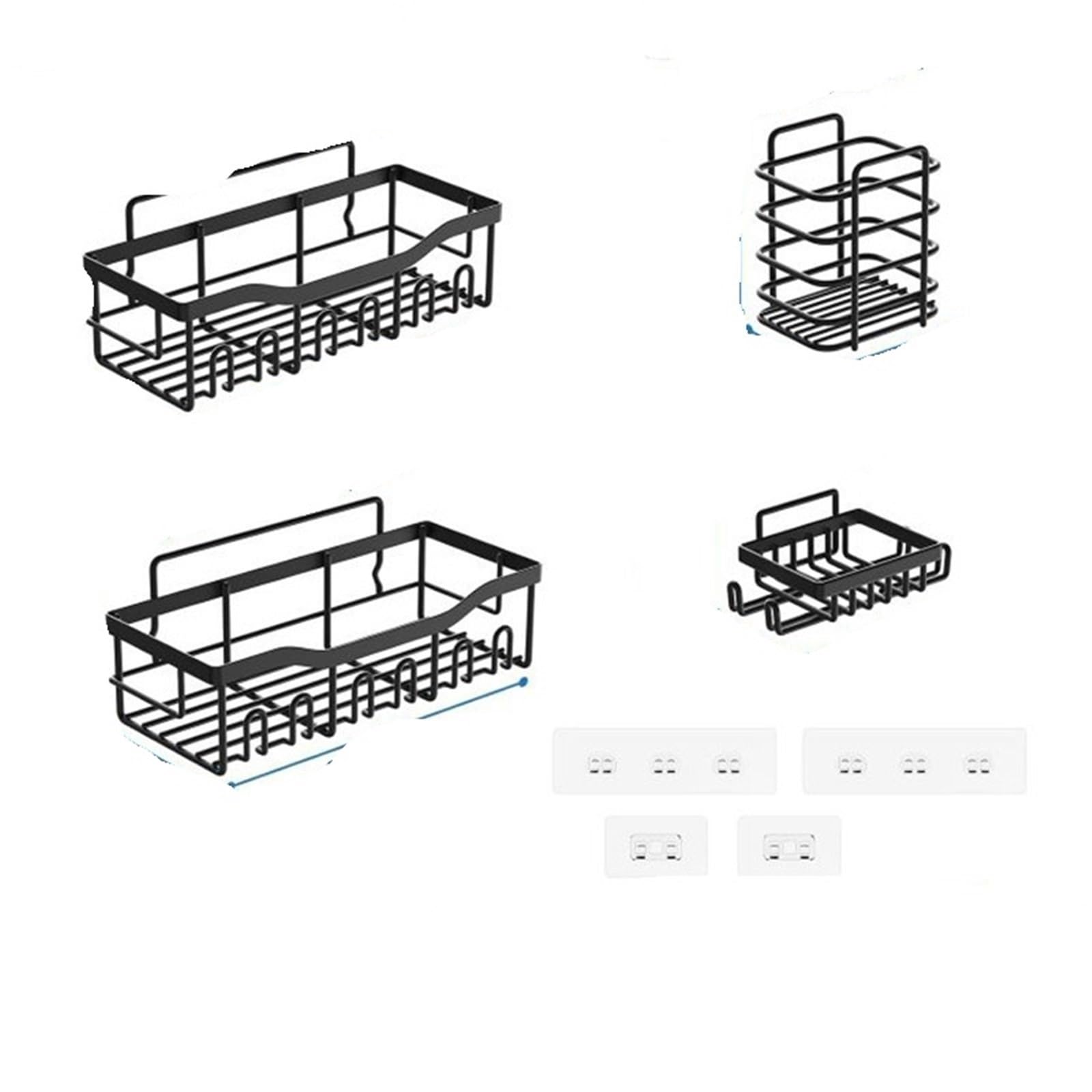 Étagère de douche en acier inoxydable : lot de 5 paniers adhésifs ultra résistants 18 kg
