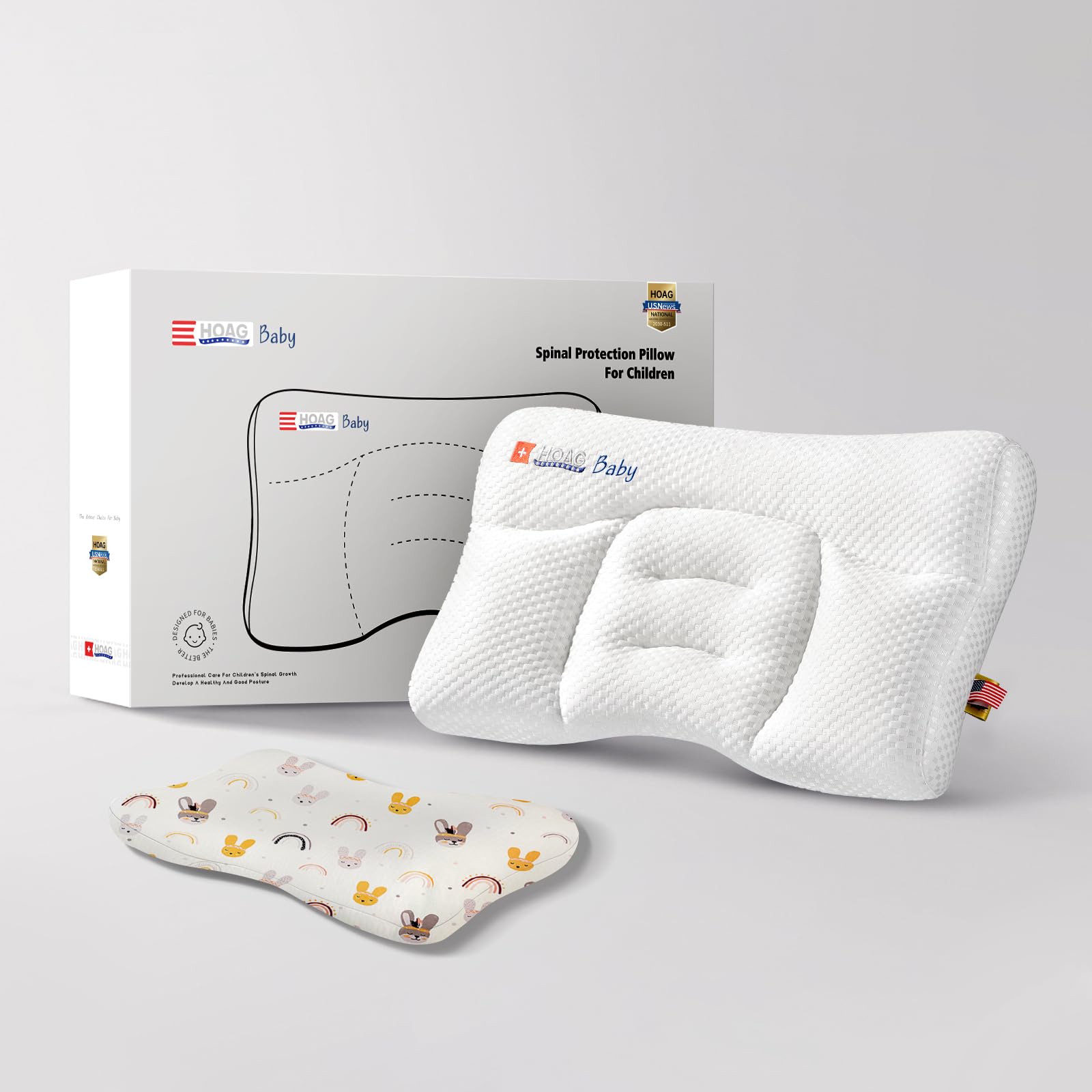 Cuscino per bambini con federa, traspirante e accogliente, lavabile in lavatrice, cuscino con federa, 21,6 x 13,8 cm, cuscino ergonomico per bambini per ragazzi e ragazze dai 3 agli 8 anni