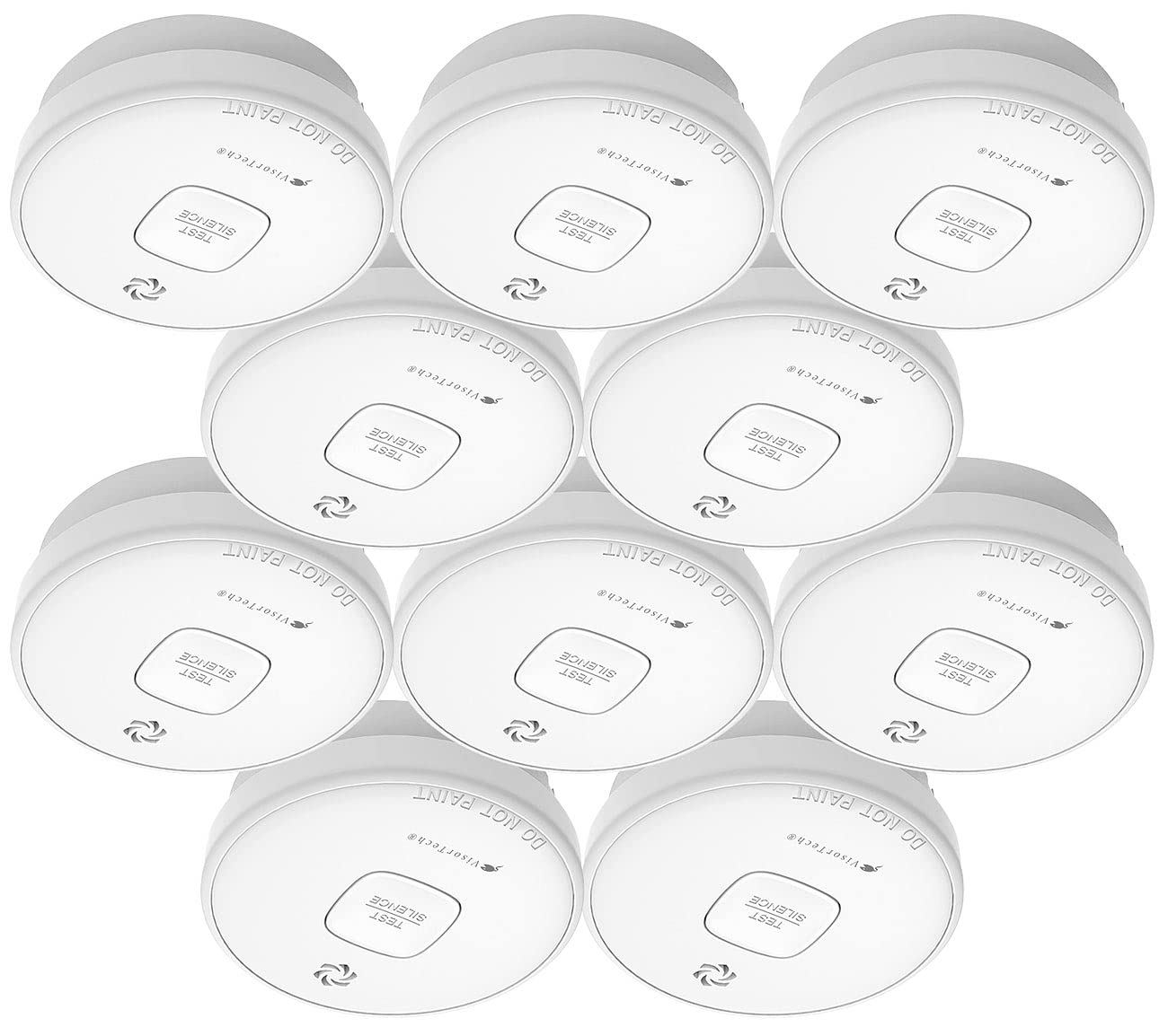VisorTech Rauchmelder: 10er-Set fotoelektrische Rauchwarnmelder, 10-J.-Batterie, 85 dB, VDs (Rauchmelder mit Jahres Batterie, Rauchwarnmelder Jahre, Feuer)