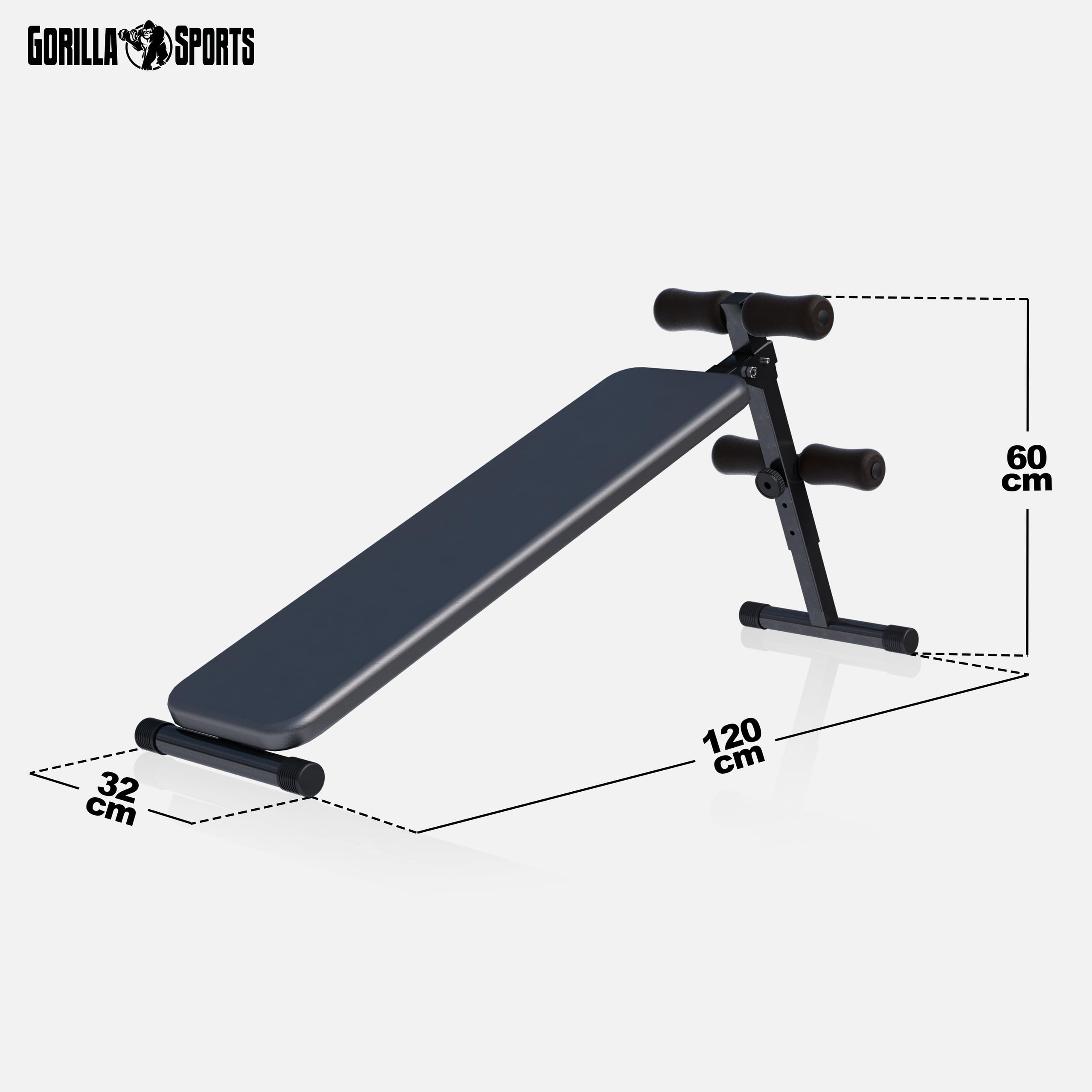GORILLA SPORTS® Banc Musculation - avec Leg Curl, Réglable, Acier, 3 Positions, Max 120kg - Abdos Musculation Appareil, Banc Abdominaux, Sport Maison, Fitness Materiel, Banc Developper Coucher