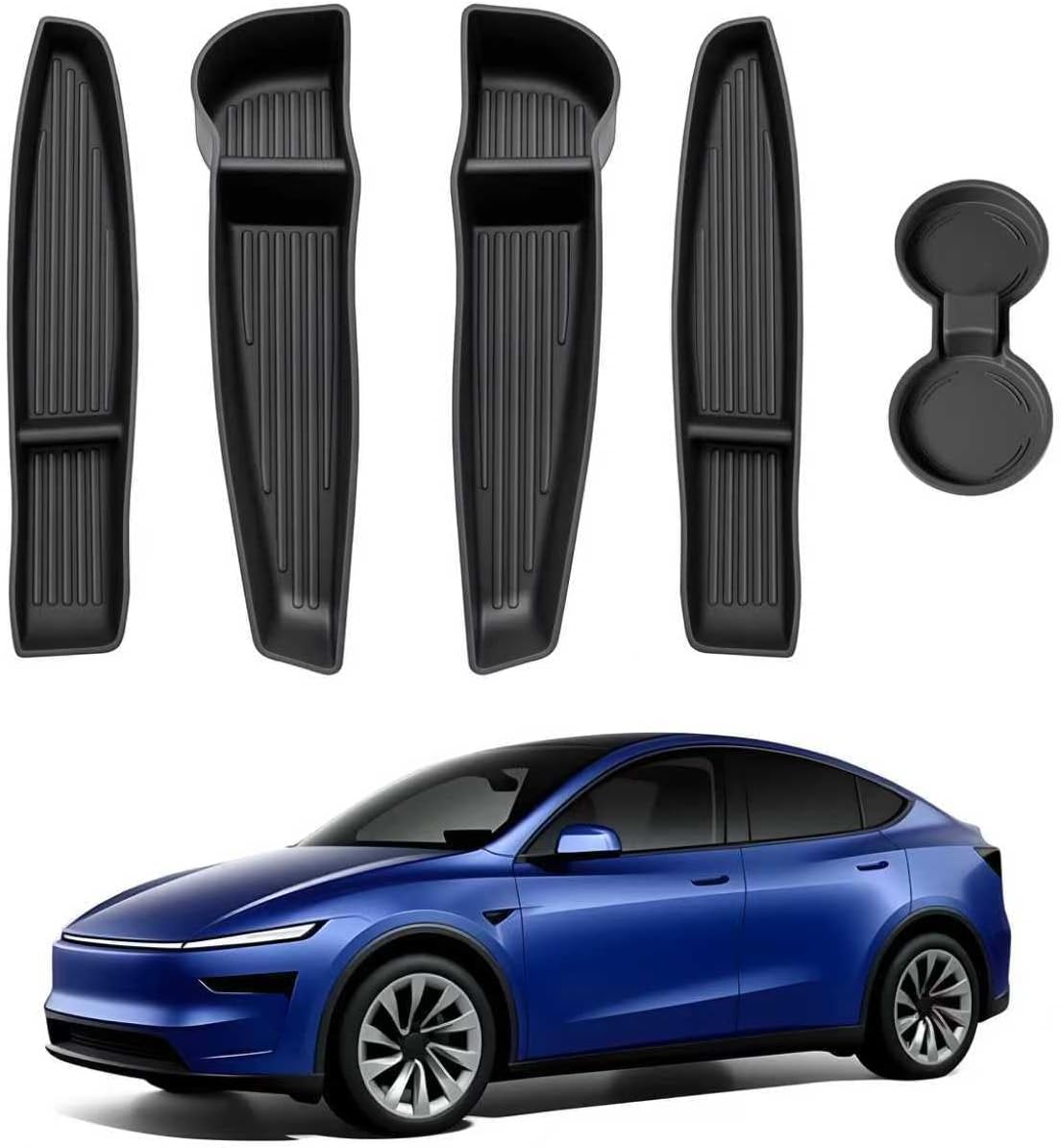 5PCS for Tesla Model Y Juniper(2025 2026) Door Side Storage Box Cup Holder [Waterproof & Stay Clean] Front & Rear Door Pocket Liners for Tesla Model Y Juniper Accessories 2025 2026