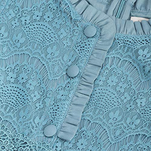 Image of The Orignal Cherry Crumble California Baby-Girls Cherry Crumble Baby-Girl's Cotton Blend Kids Frill Round Neck A-Line Knee Length Party Dress (Ctwsg-DRS-3 Teal Blue 12-18 Months)