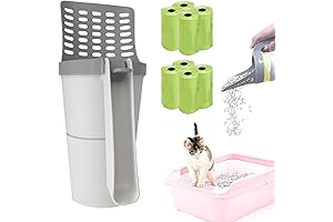 2-in-1 Kitty Litter Scooper with Integrated Bag and Holder