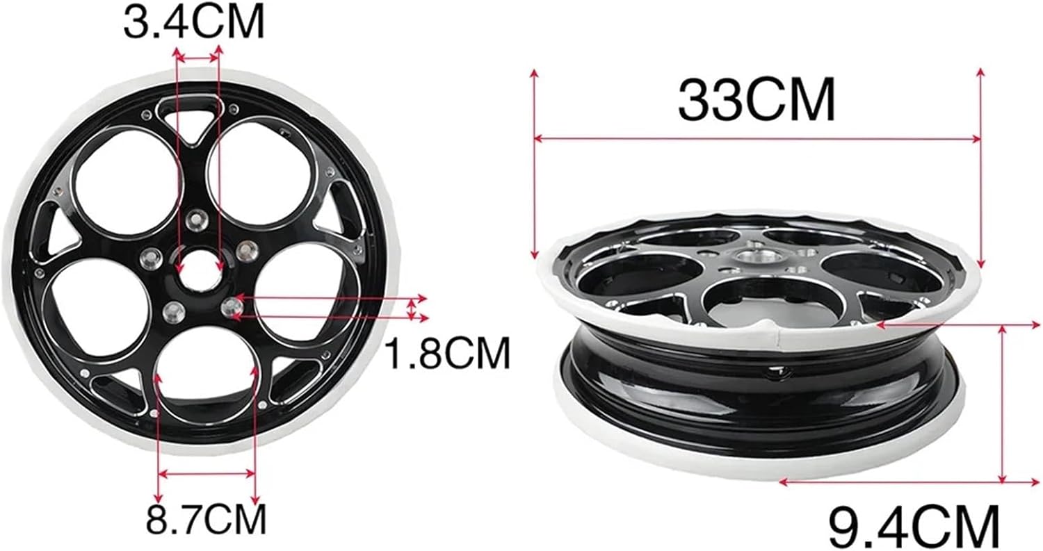Motorcycle Accessories Forged Wheel Rims Steel Compatible With Vespa Gts 300 Gtv Gts300 Gtv300 Gt S300 V300(Black)