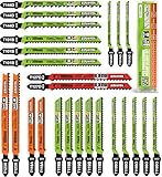 EZUVITA 25-Piece Jigsaw Blades Set with Storage Case–CR-V&HSS Steel, Assorted T-Shank Replacement Jig Saw Blades for Cutting Wood, Plastic and Metal