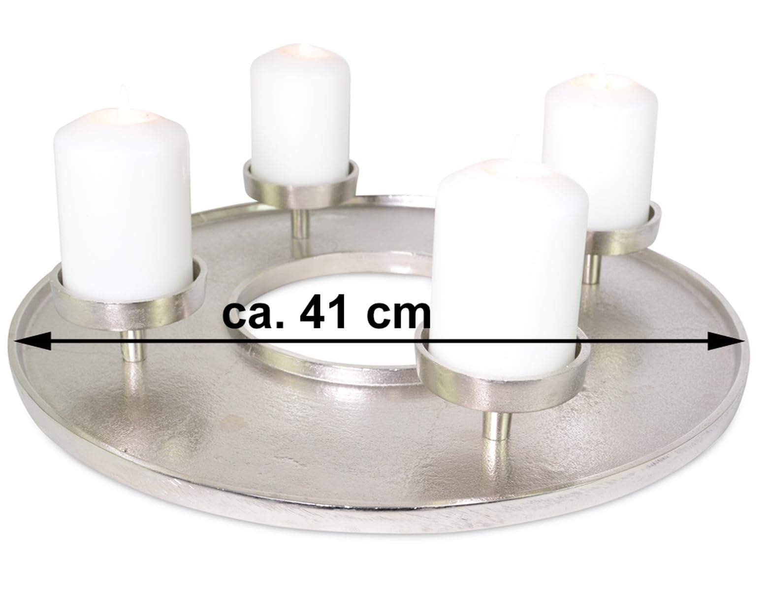 Riffelmacher Adventskranz Kranzschale Ø 41 cm | Metall Silber | Runde Adventsschale für Kerzen & Deko | Modern festlich | 74537