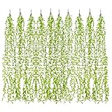 Artificial Vines, 10 Pack Hanging Ivy Fake Weeping Willow Greenery Leaves Plastic Plants Faux Garland Vine UV Resistant for Indoor Outdoor Garden Door Wall Baskets Wedding Party Decoration - Green