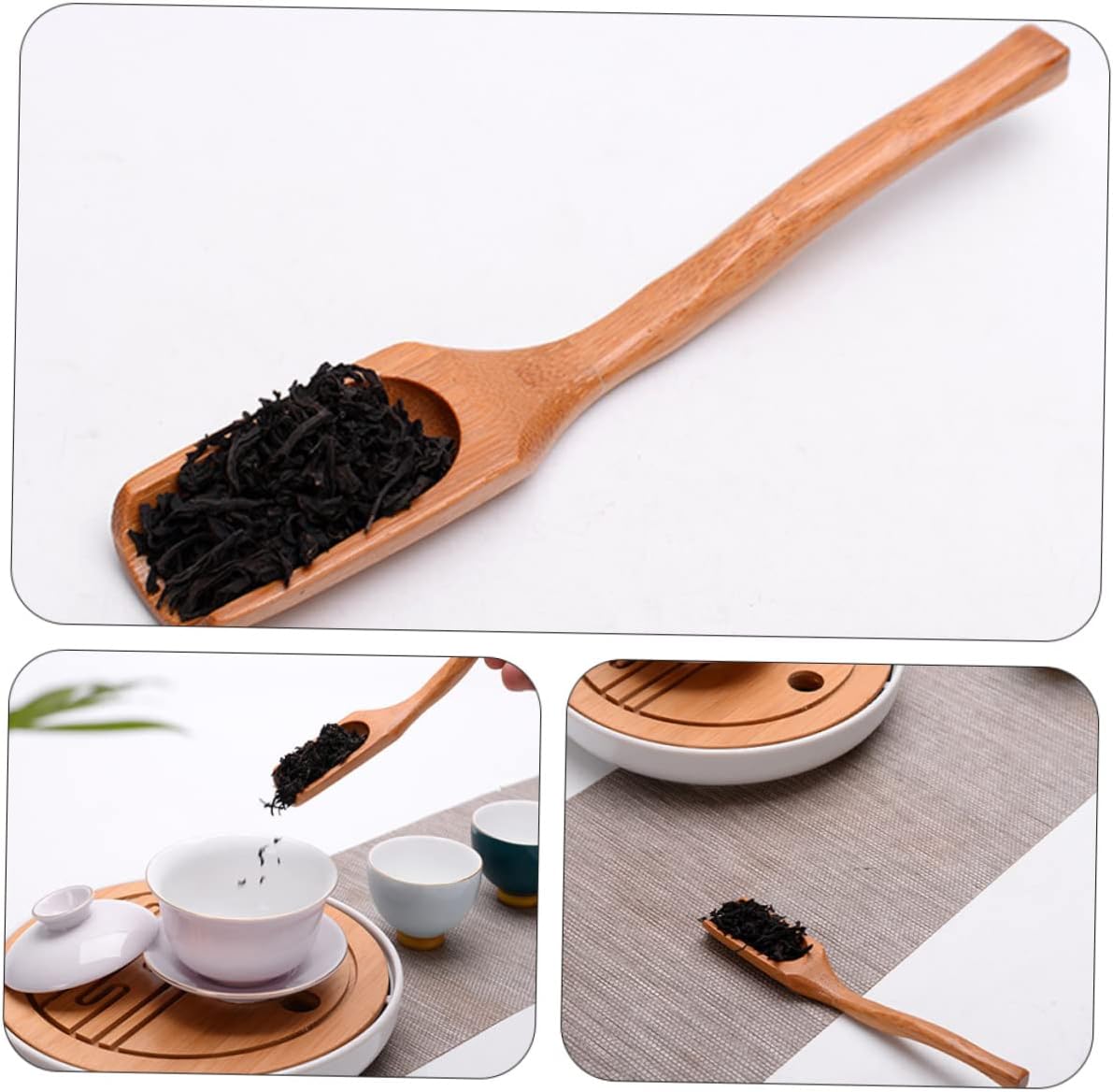 Cabilock 6pcs Tea Scoops Long Handle Curved Design Tea Accessories Home Office Ergonomic Easy to Clean