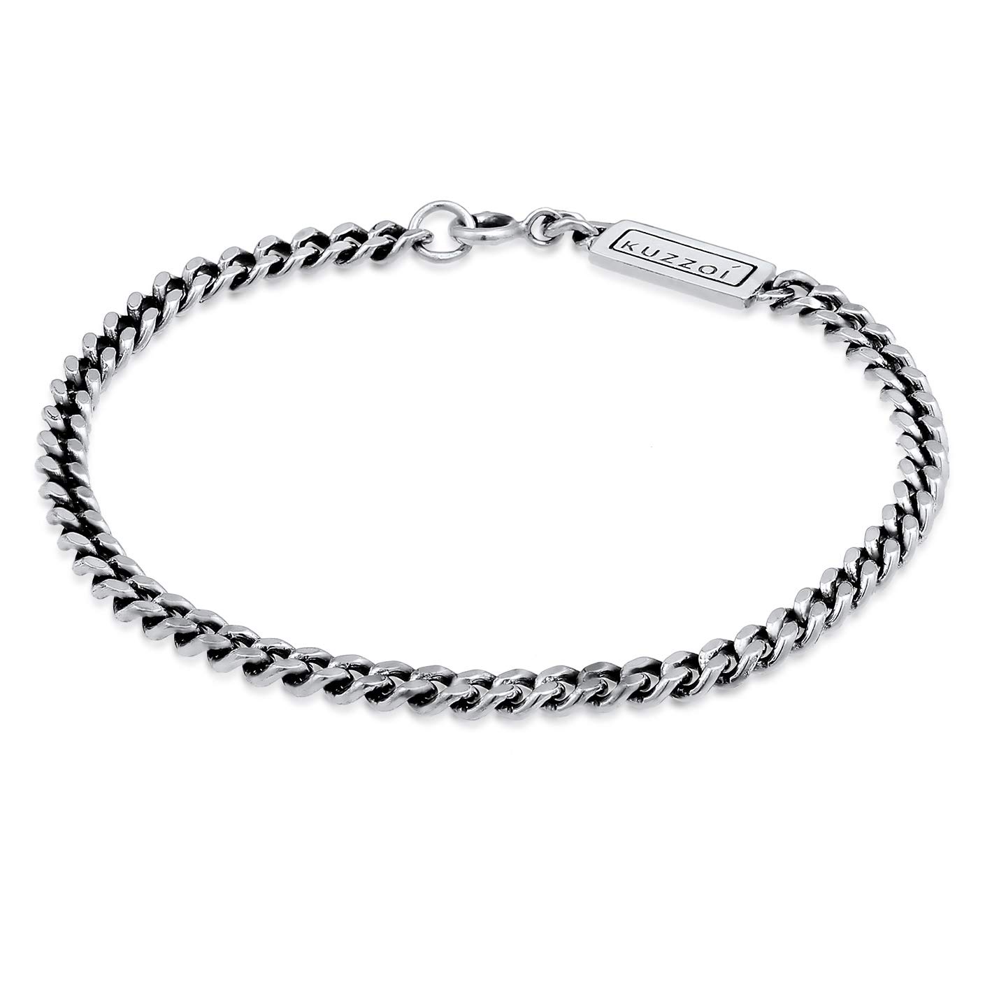 Kuzzoi Buddha Panzerarmband Herren 4 mm Massives Silber-Armband