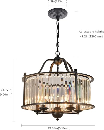 Miniatura 10 de 5-Light Black Semi Flush Mount Crystal Chandelier Metal Modern Ceiling Light Fixture Lighting for Living Room Dining Room Kitchen Bedroom Foyer