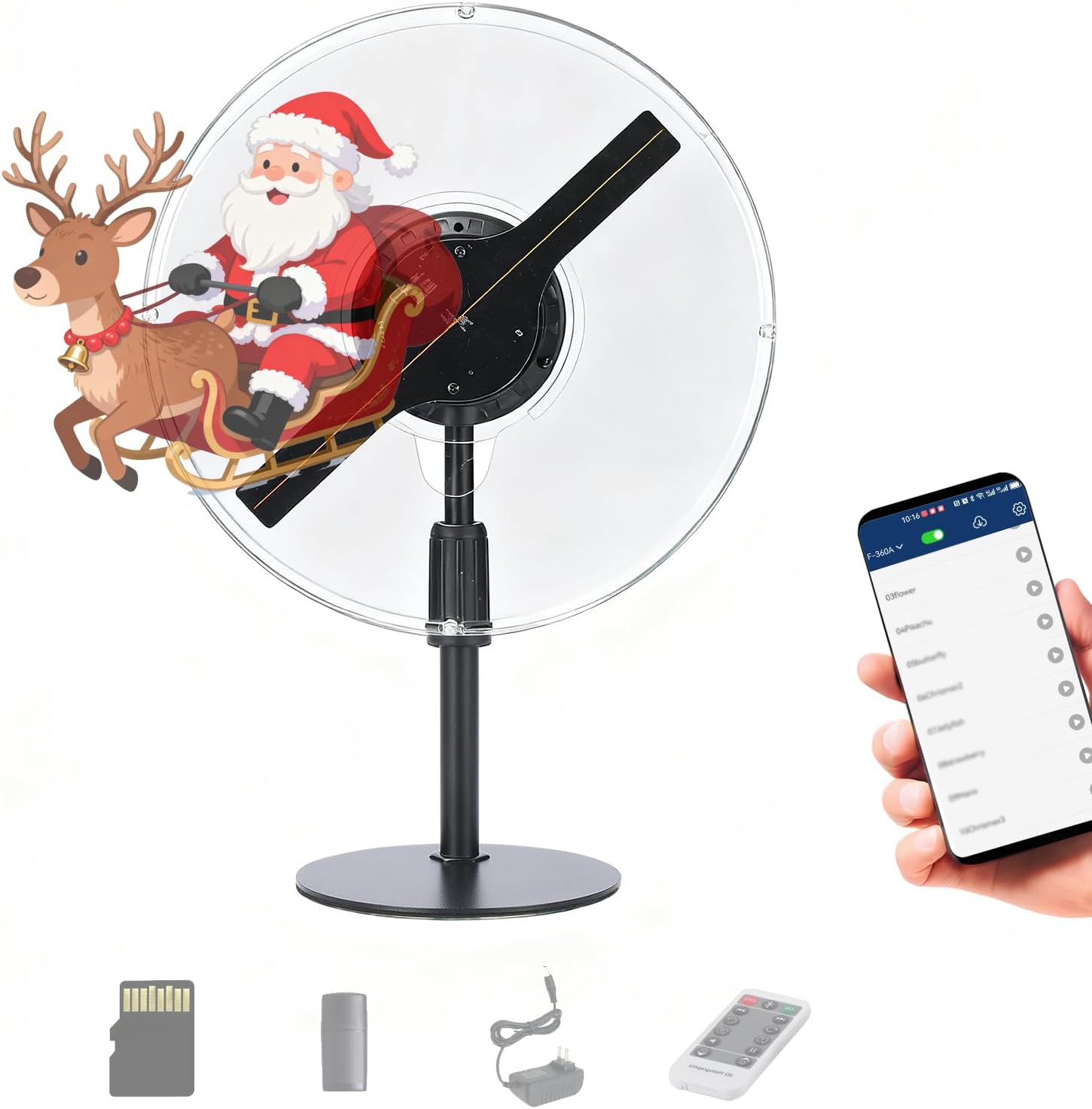 3DHologramFan with Protective Cover, WiFi APP Control, Remote Bluetooth, Bright LED, 700 Video Library for Trade Shows, Exhibitions, Retail and Events(9.06 Inch +APP+WIFI+Remote+Bluetooth+Cover)