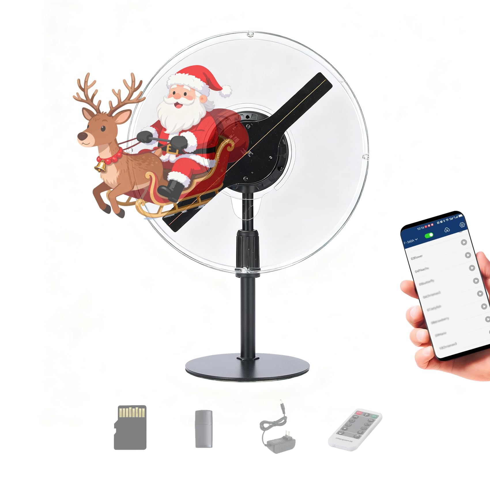 3DHologramFan with Protective Cover, WiFi APP Control, Remote Bluetooth, Bright LED, 700 Video Library for Trade Shows, Exhibitions, Retail and Events(9.06 Inch +APP+WIFI+Remote+Bluetooth+Cover)-image-45