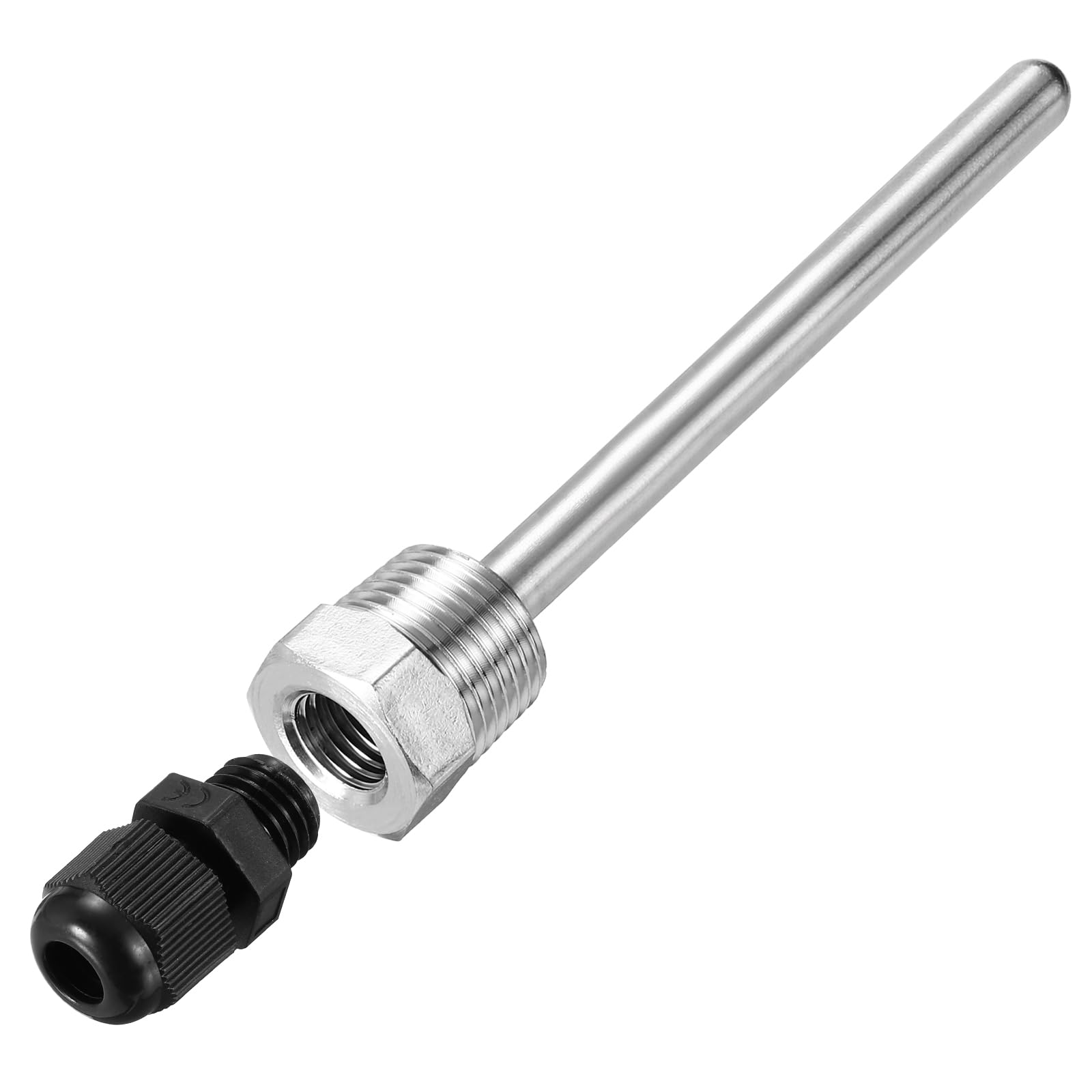 Uxcell 8mm G1/2 Thermowell With Cable Gland - 100mm Stainless Steel 304 Weldless For Beer Fermenter