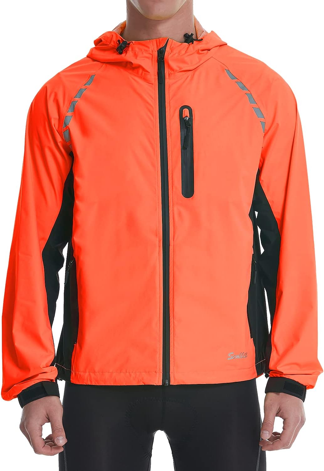 Men’s Cycling Running Jackets Waterproof Windbreaker Lightweight Hooded Packable Reflective Rain Windproof Bike Raincoat : Sports & Outdoors