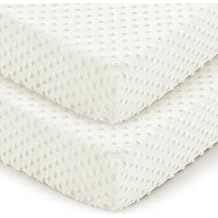 Entisn Baby Crib Sheets 2 Pack, 28 x 52 Inch Minky Dot Fitted Crib Mattress Sheet for Boys and Girls, Soft and Warm Fleece Nursery Bedding for Standard Toddler Bed Mattresses White