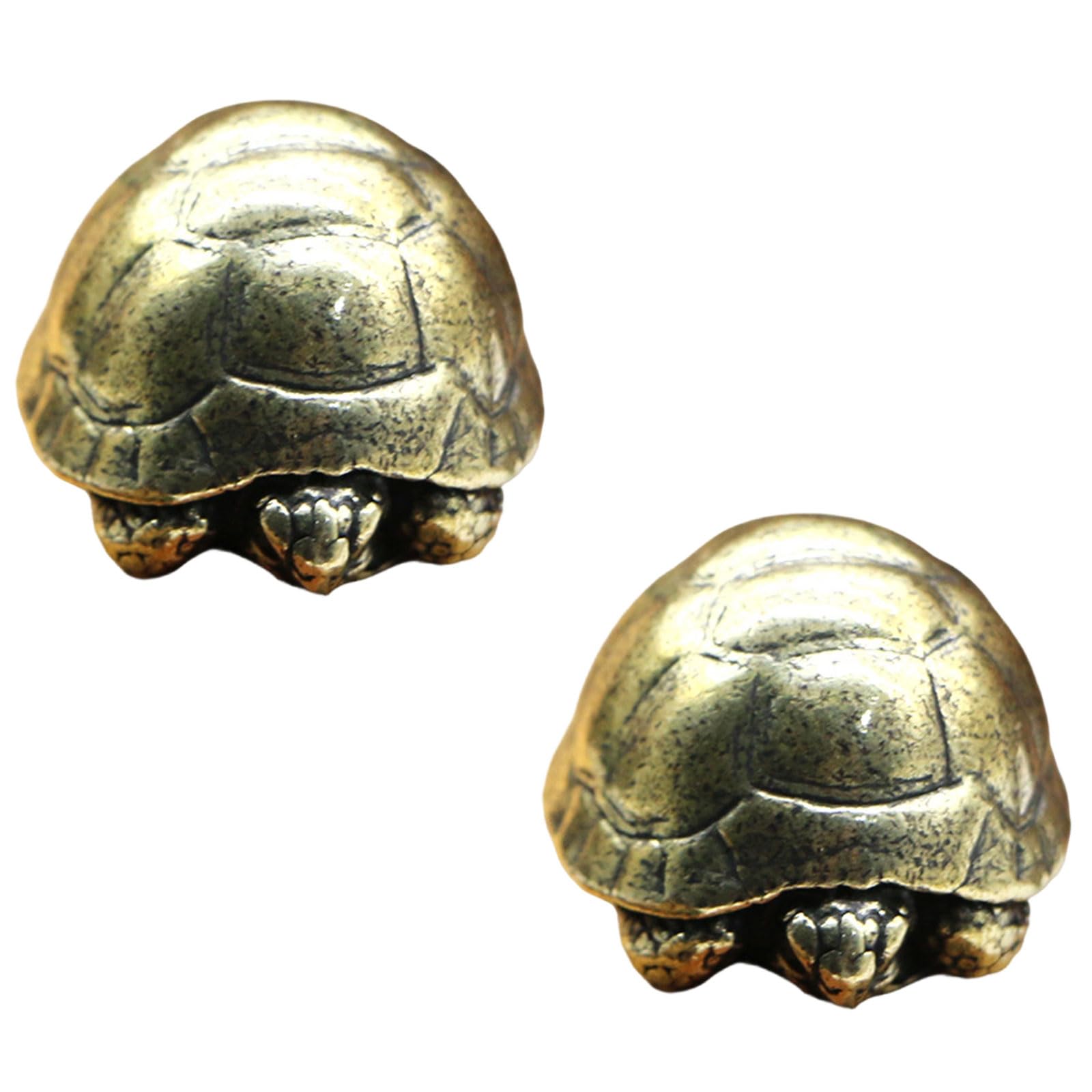 APGLSXY 2Piece Brass Tortoise Figurines Miniature Turtles Statue Collectible Home Decors Fengshui Fortunes Decorative Ornaments Fengshui Brasses Turtles
