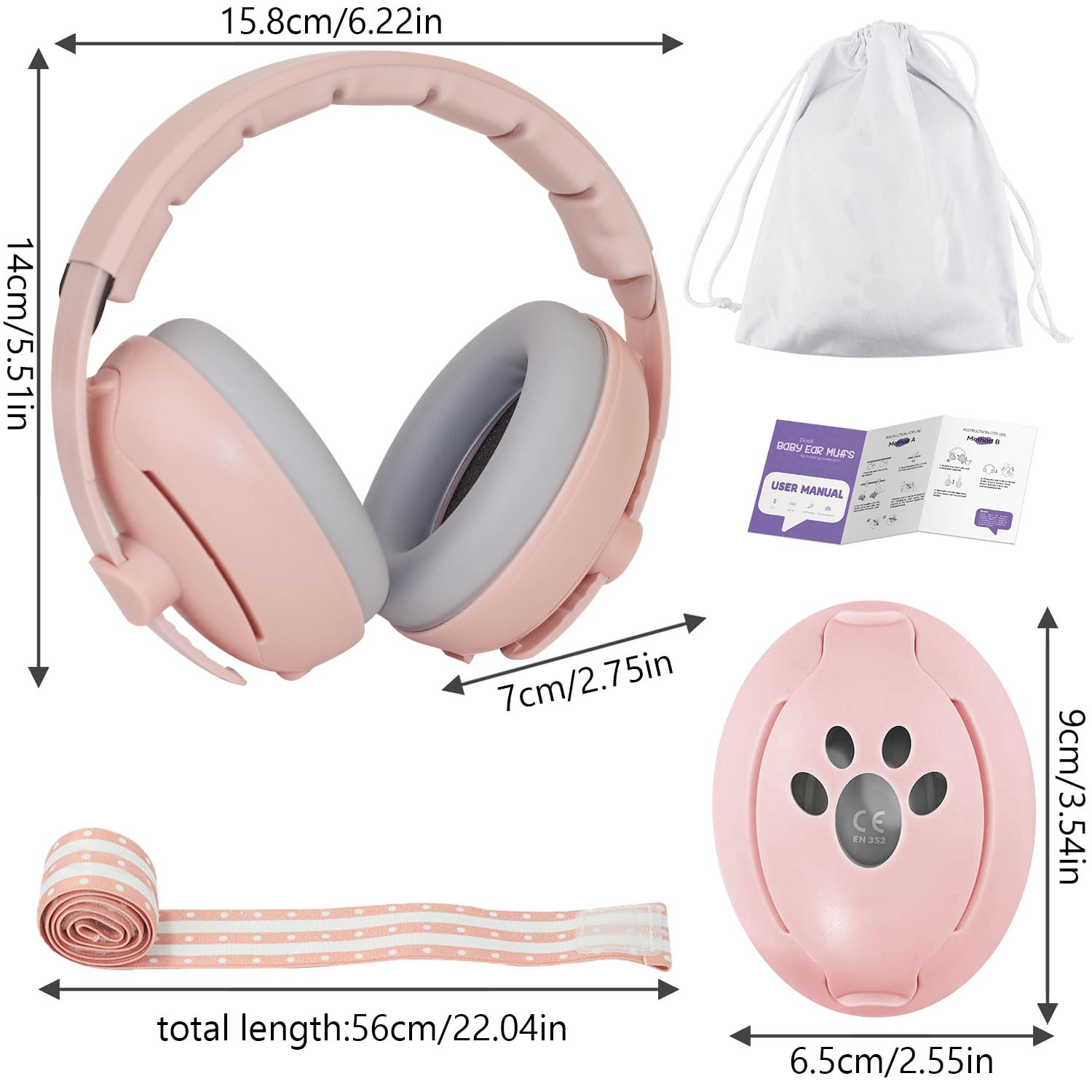 Baby Gehörschutz 0-4 Jahre,2-in-1 Baby Kopfhörer Lärmschutz 24dB,Gehörschutz für Kinder,Neugeboren Ohrenschützer mit Geräuschunterdrückung & Verstellbares Kopfband und Aktive Familien Unterwegs
