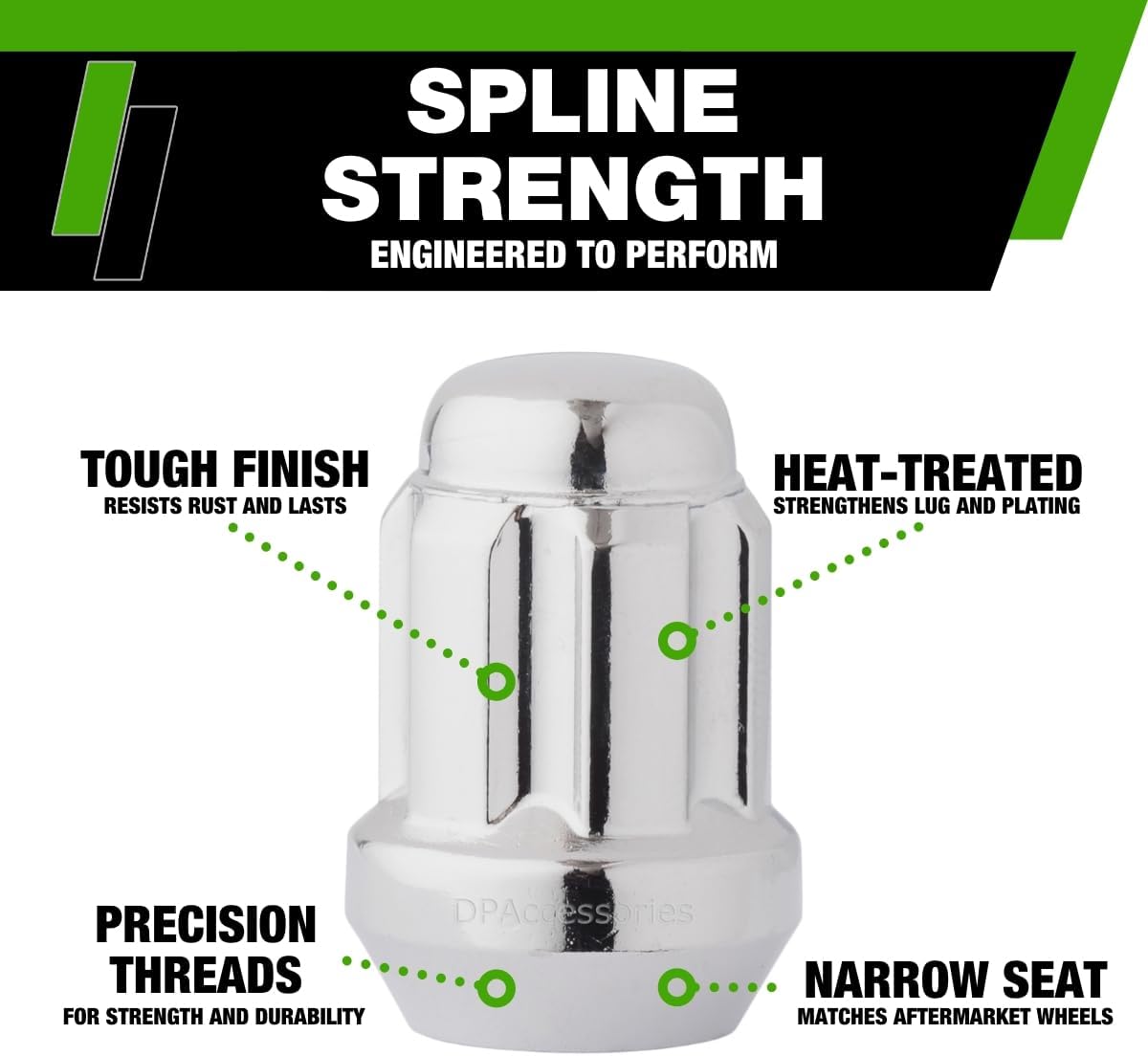 DPAccessories Lug Nuts Compatible with 2006-2010 Dodge Charger | Chrome Spline Style | Aftermarket Aluminum Wheels Only | Set of 20 Wheel Nuts & 1 Tool | DCRG2A-CH/020