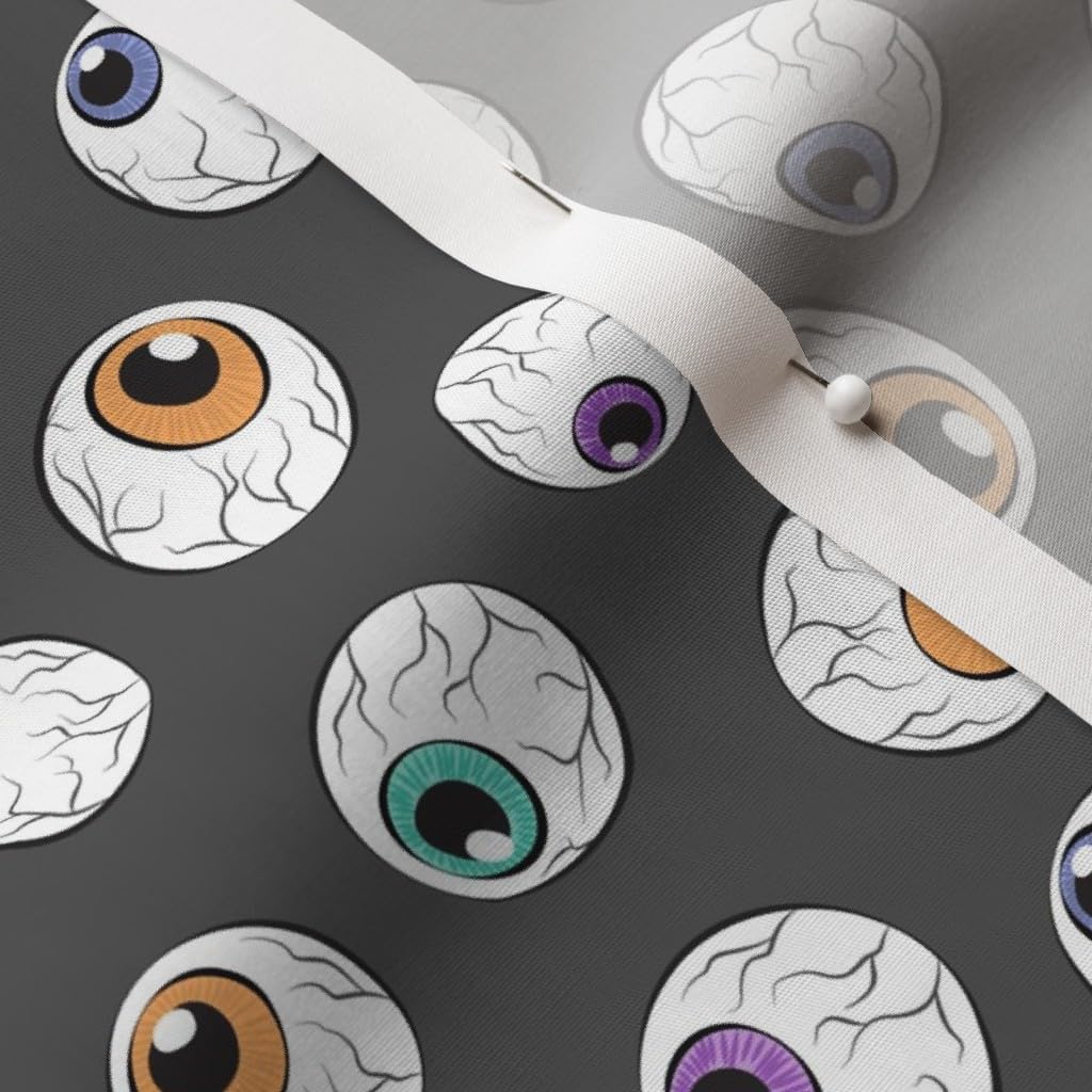 Spoonflower Fabric - Eyes Halloween Dark Gray Eye Ball Trendy Printed on Cotton Poplin Fabric by The Yard - Sewing Shirting Quilting Dresses Apparel Crafts